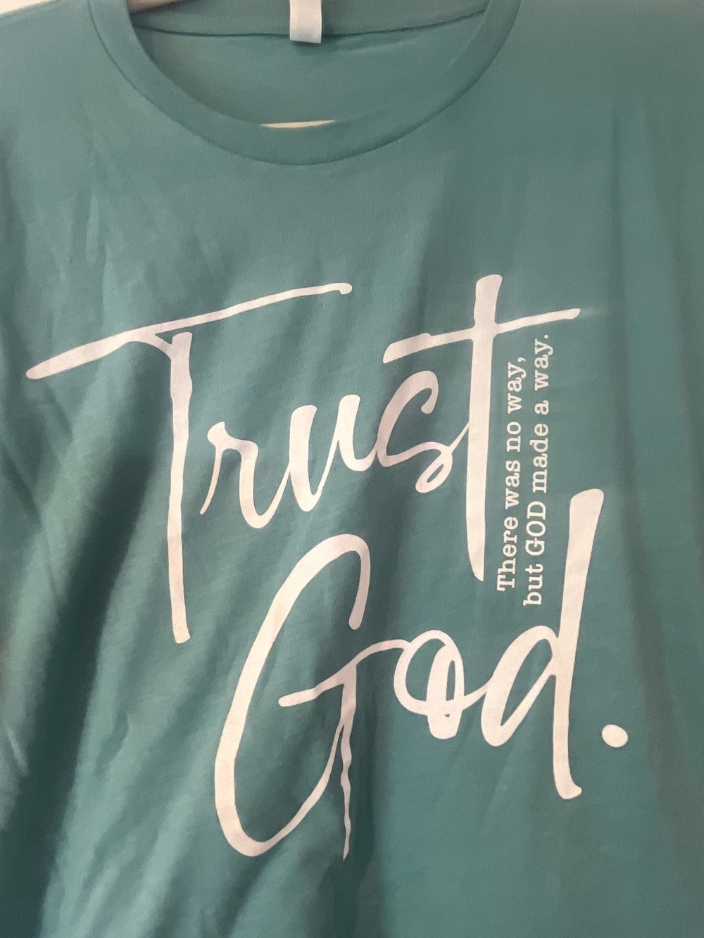 Trust God Teal Short Sleeve Tee - Picture 3 of 5